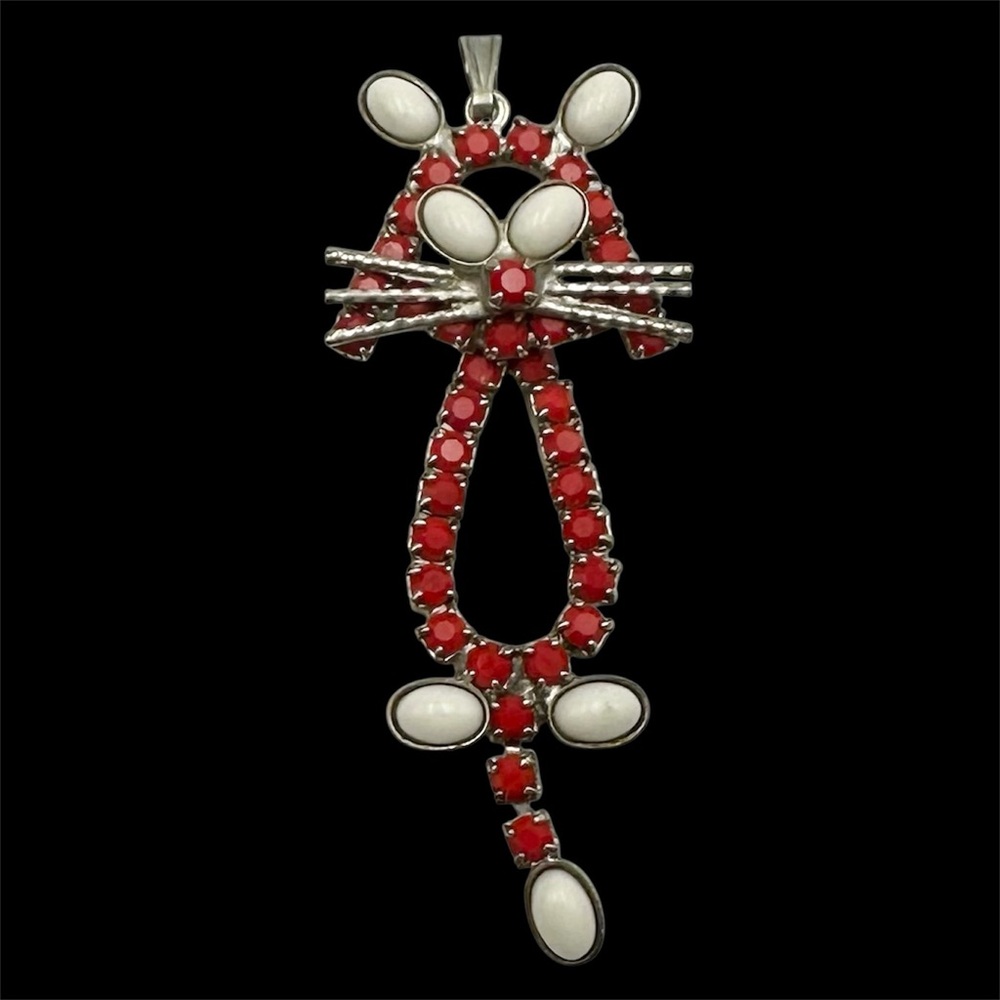 Celebrity Vintage Cat Red Cat Rhinestone Pendant For Necklace